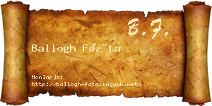 Ballogh Fáta névjegykártya